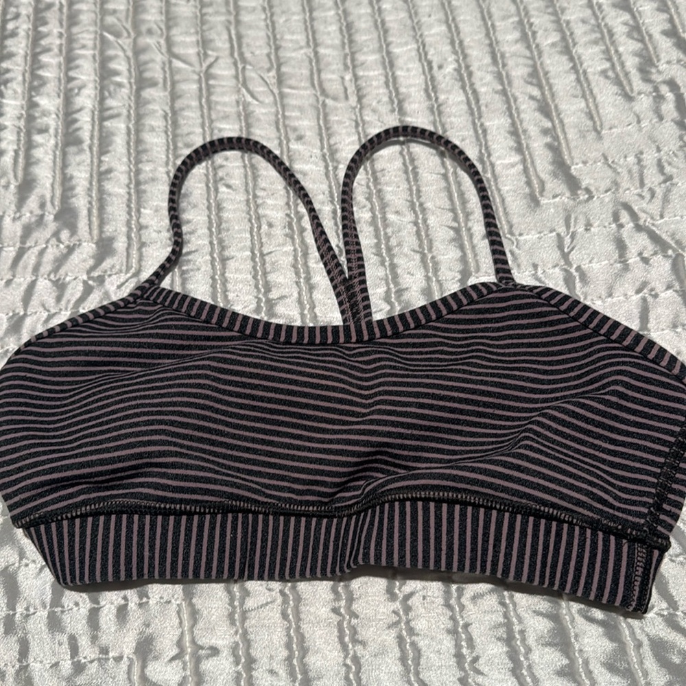 Lululemon sports bra, purple and lavender stripe, size 4